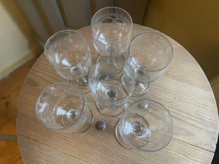 6 x 19e eeuwse hand gegraveerd Wijnglazen Glazen - Afbeelding 7
