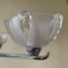 Plafondlamp Lamp Art Deco 1930 3 arms Matglazen schalen Verchroomd Frans - Afbeelding 6