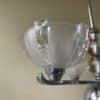Plafondlamp Lamp Art Deco 1930 3 arms Matglazen schalen Verchroomd Frans - Afbeelding 8