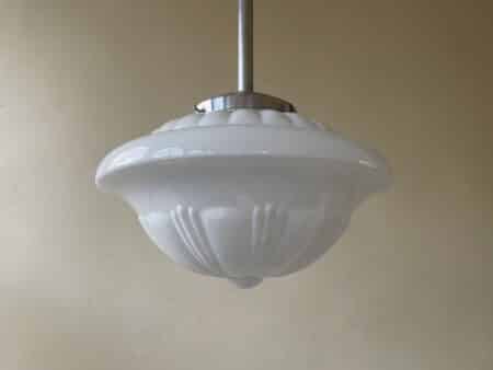 Lamp Hanglamp art deco 1930 witte bol ufo vorm - Afbeelding 2