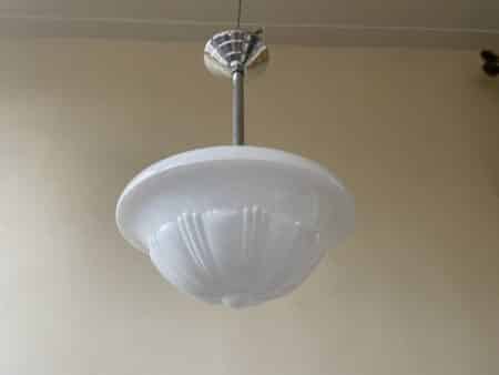 Lamp Hanglamp art deco 1930 witte bol ufo vorm - Afbeelding 4