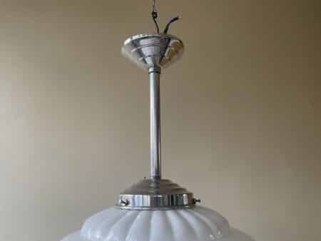 Lamp Hanglamp art deco 1930 witte bol ufo vorm - Afbeelding 7