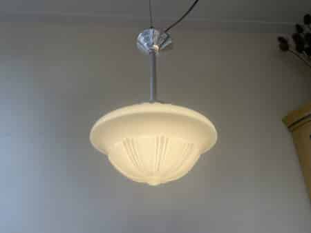 Lamp Hanglamp art deco 1930 witte bol ufo vorm - Afbeelding 9