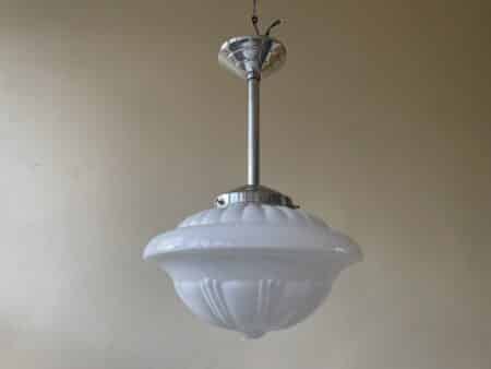 Lamp Hanglamp art deco 1930 witte bol ufo vorm - Afbeelding 10