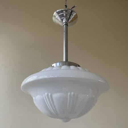 Lamp Hanglamp art deco 1930 witte bol ufo vorm