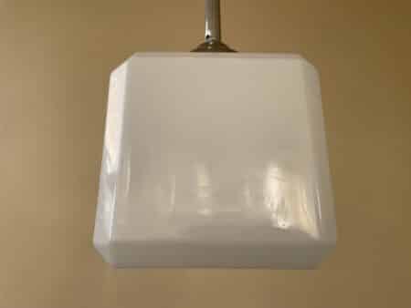 Lamp Hanglamp Kubus vorm art deco 1920 witglas - Afbeelding 2