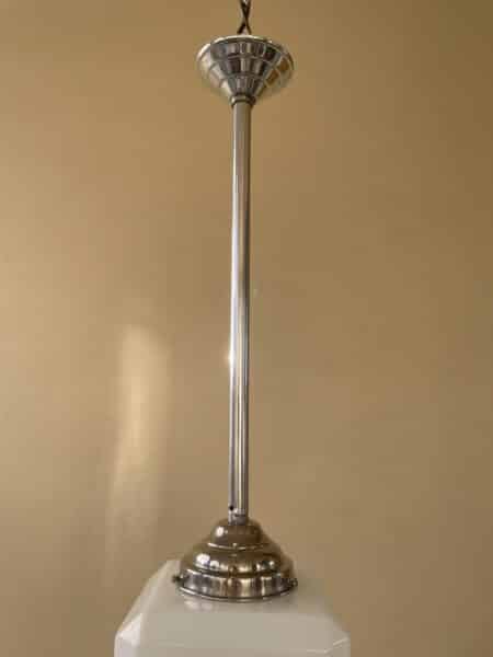 Lamp Hanglamp Kubus vorm art deco 1920 witglas - Afbeelding 6