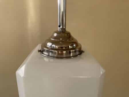 Lamp Hanglamp Kubus vorm art deco 1920 witglas - Afbeelding 7