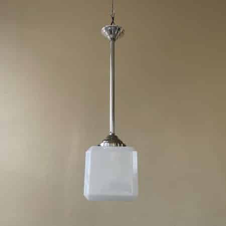 Lamp Hanglamp Kubus vorm art deco 1920 witglas