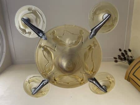 Plafondlamp Lamp  Art Deco 1930 Gele Schalen met Zeemeerminnen - Afbeelding 3