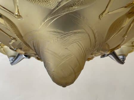Plafondlamp Lamp  Art Deco 1930 Gele Schalen met Zeemeerminnen - Afbeelding 12