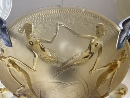 Plafondlamp Lamp  Art Deco 1930 Gele Schalen met Zeemeerminnen - Afbeelding 13