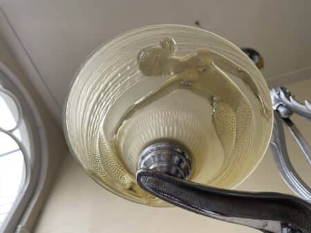 Plafondlamp Lamp  Art Deco 1930 Gele Schalen met Zeemeerminnen - Afbeelding 14