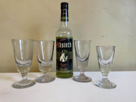 4 x 19e eeuws Glazen Absinth Wijnglazen