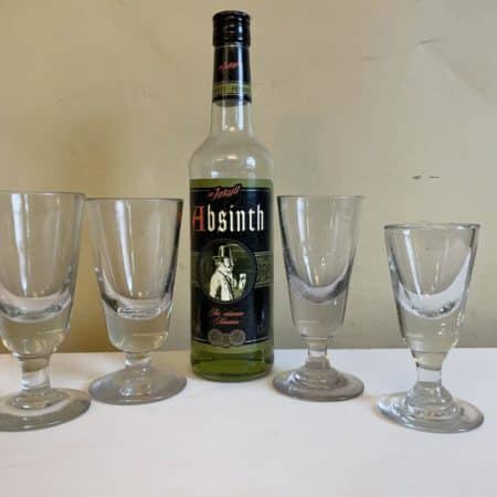 4 x 19e eeuws Glazen Absinth Wijnglazen
