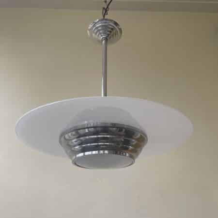 Lamp art deco jaren 30 Schijflamp melkglas