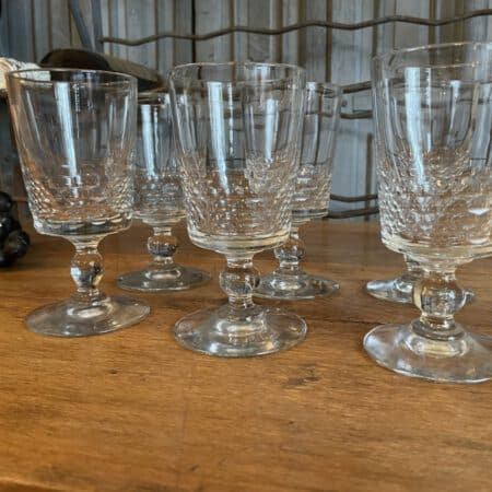 6x 19e eeuwse Hand Geslepen Wijnglazen
