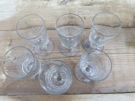6x 19e eeuwse Hand Geslepen Wijnglazen - Afbeelding 8