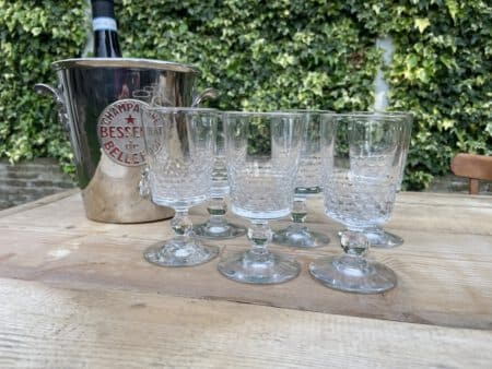 6x 19e eeuwse Hand Geslepen Wijnglazen