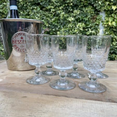 6x 19e eeuwse Hand Geslepen Wijnglazen