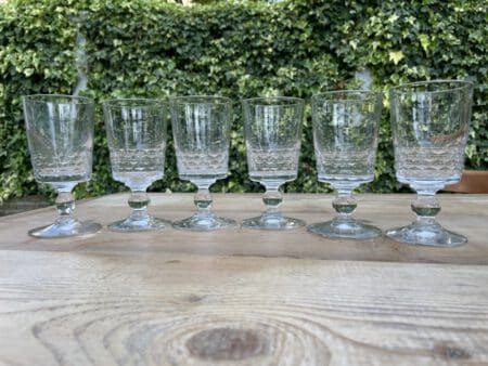 6x 19e eeuwse Hand Geslepen Wijnglazen - Afbeelding 6