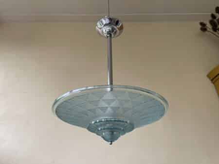 Lamp Hanglamp Schaallamp art Deco 1930 Blauw - Afbeelding 10