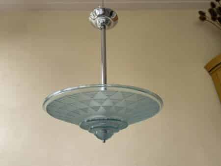 Lamp Hanglamp Schaallamp art Deco 1930 Blauw - Afbeelding 5