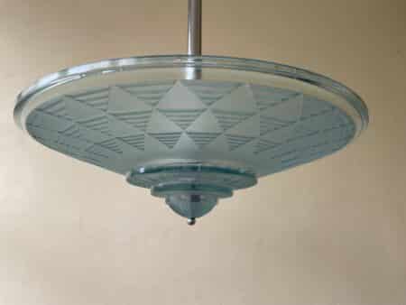 Lamp Hanglamp Schaallamp art Deco 1930 Blauw - Afbeelding 6