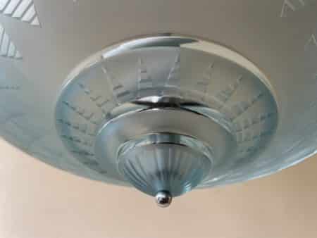 Lamp Hanglamp Schaallamp art Deco 1930 Blauw - Afbeelding 7