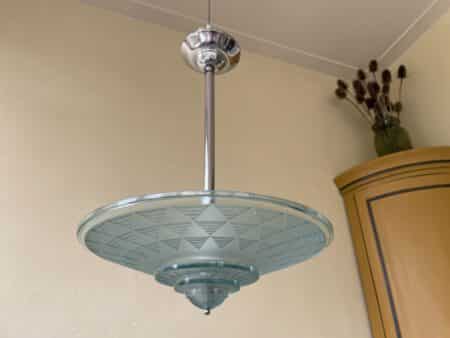 Lamp Hanglamp Schaallamp art Deco 1930 Blauw