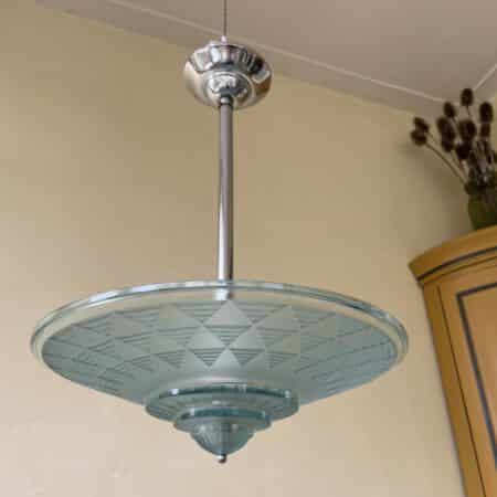 Lamp Hanglamp Schaallamp art Deco 1930 Blauw