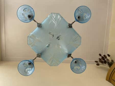 Plafondlamp Hanglamp Art Deco Degué 4 arms Blauw - Afbeelding 2