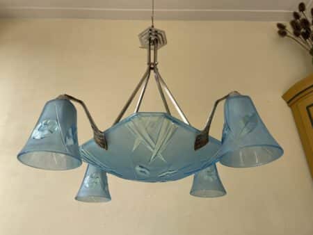 Plafondlamp Hanglamp Art Deco Degué 4 arms Blauw - Afbeelding 4