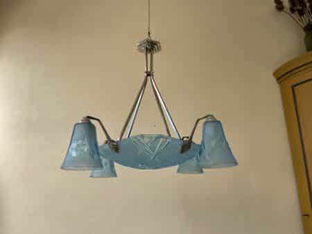 Plafondlamp Hanglamp Art Deco Degué 4 arms Blauw - Afbeelding 16