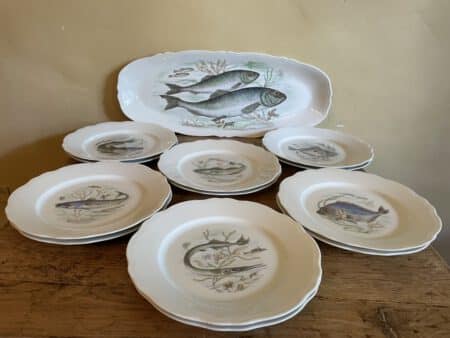 Porseleinen Borden Schaal Visdecoratie Limoges Foëcy - Afbeelding 11