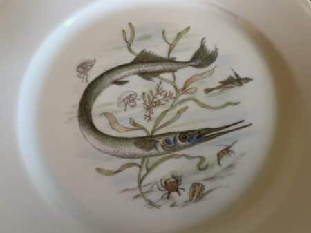 Porseleinen Borden Schaal Visdecoratie Limoges Foëcy - Afbeelding 4