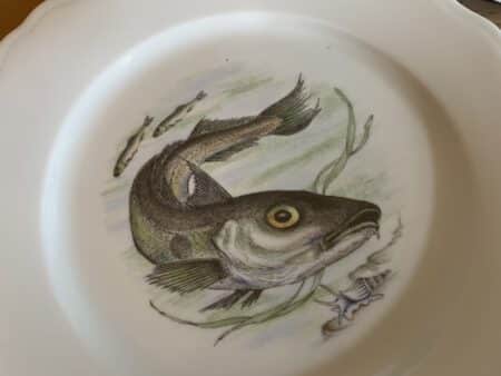 Porseleinen Borden Schaal Visdecoratie Limoges Foëcy - Afbeelding 6