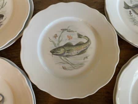 Porseleinen Borden Schaal Visdecoratie Limoges Foëcy - Afbeelding 8