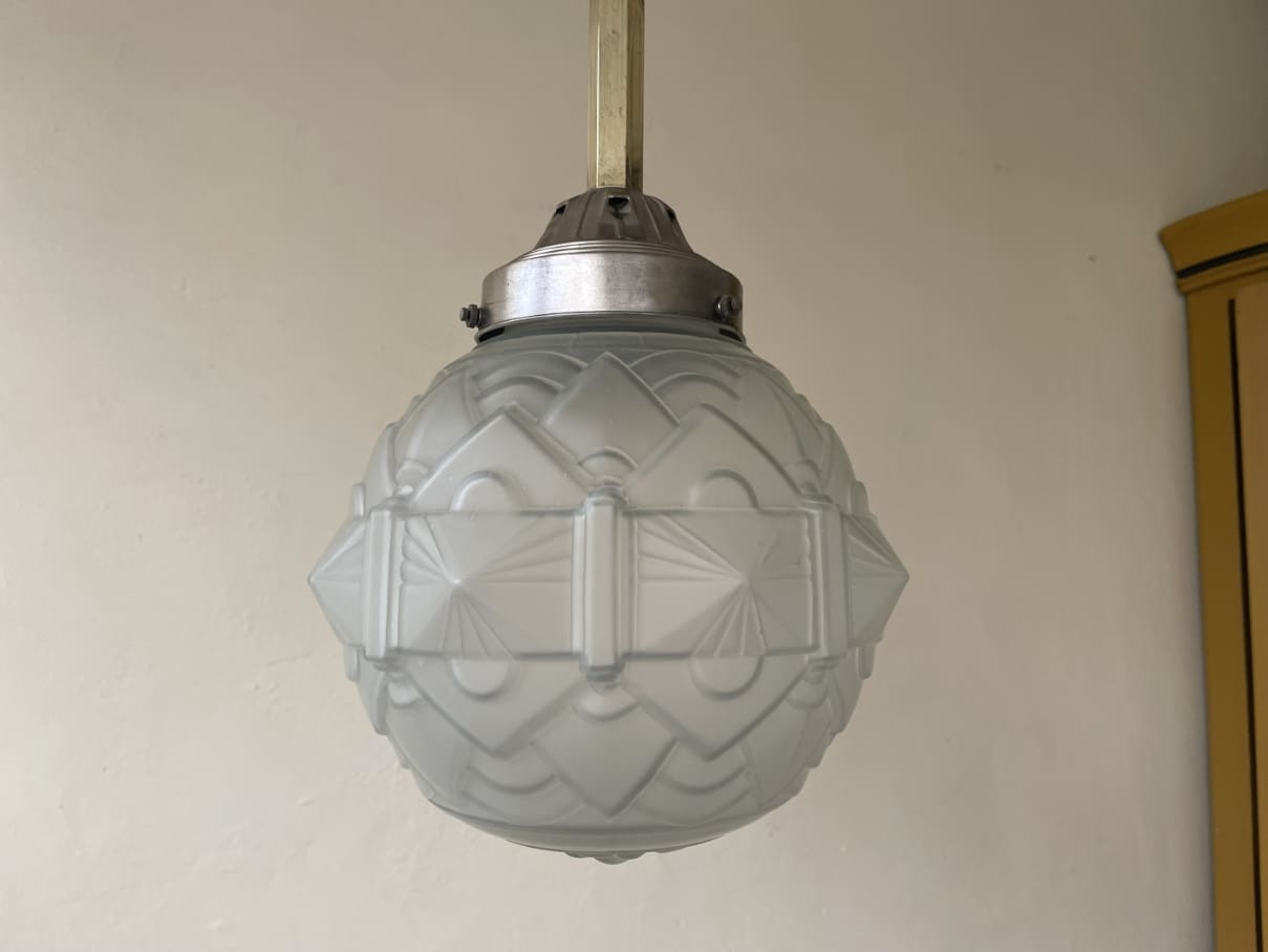 Lamp Hanglamp matglas Art Deco 1930 - Afbeelding 3
