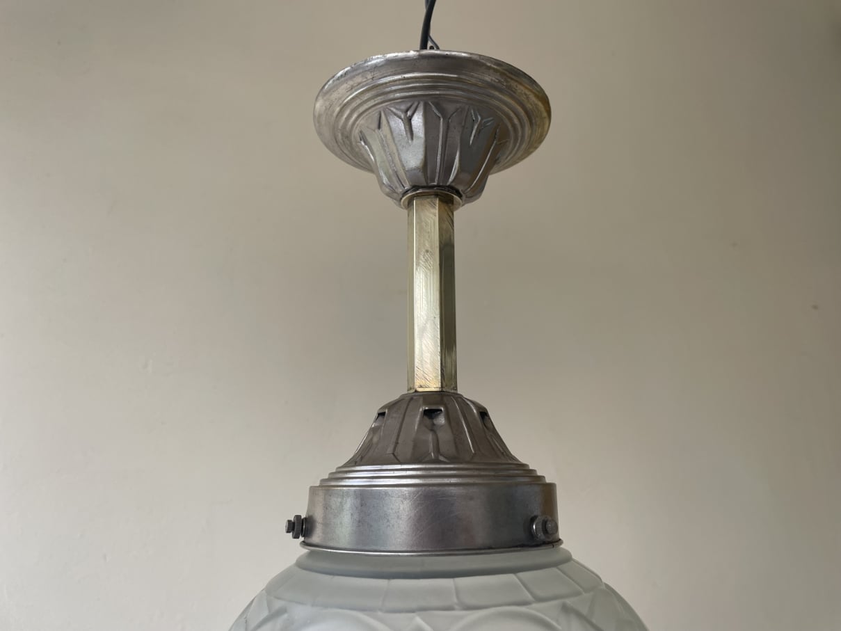 Lamp Hanglamp matglas Art Deco 1930 - Afbeelding 5