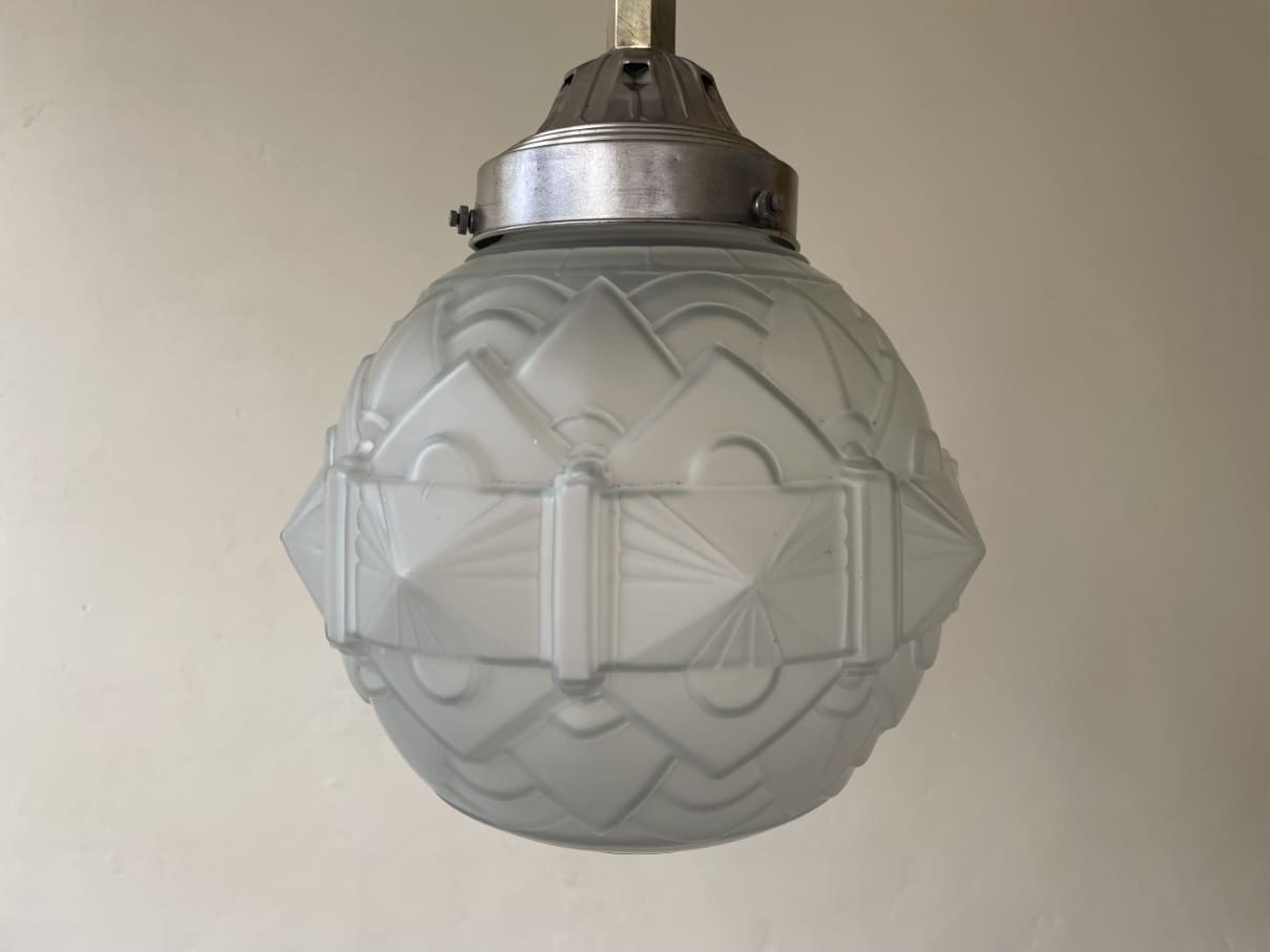 Lamp Hanglamp matglas Art Deco 1930 - Afbeelding 8