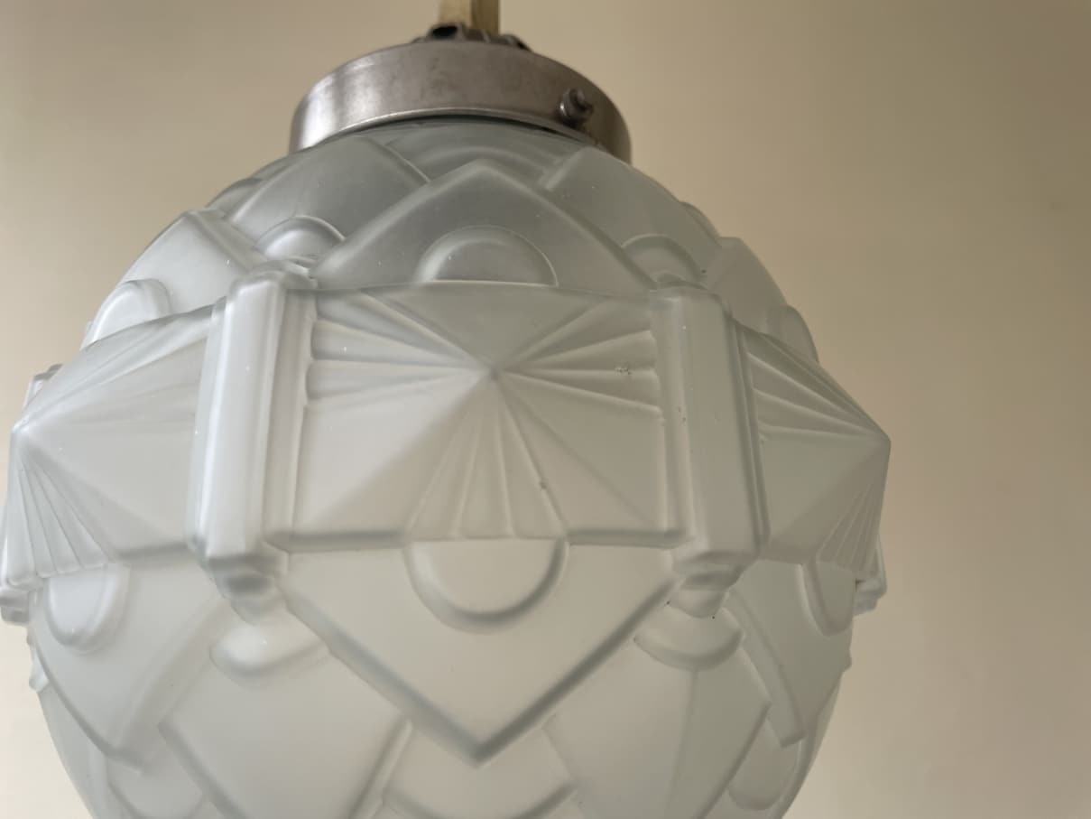 Lamp Hanglamp matglas Art Deco 1930 - Afbeelding 9
