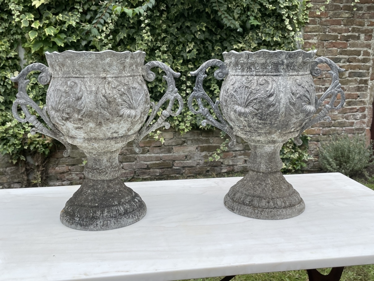 Tuinvazen 19e eeuws Aluminium - Afbeelding 2