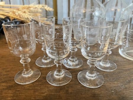 set 6x Likeurglaasje & 4x Karafjes 19e eeuws - Afbeelding 6