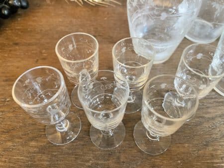set 6x Likeurglaasje & 4x Karafjes 19e eeuws - Afbeelding 7
