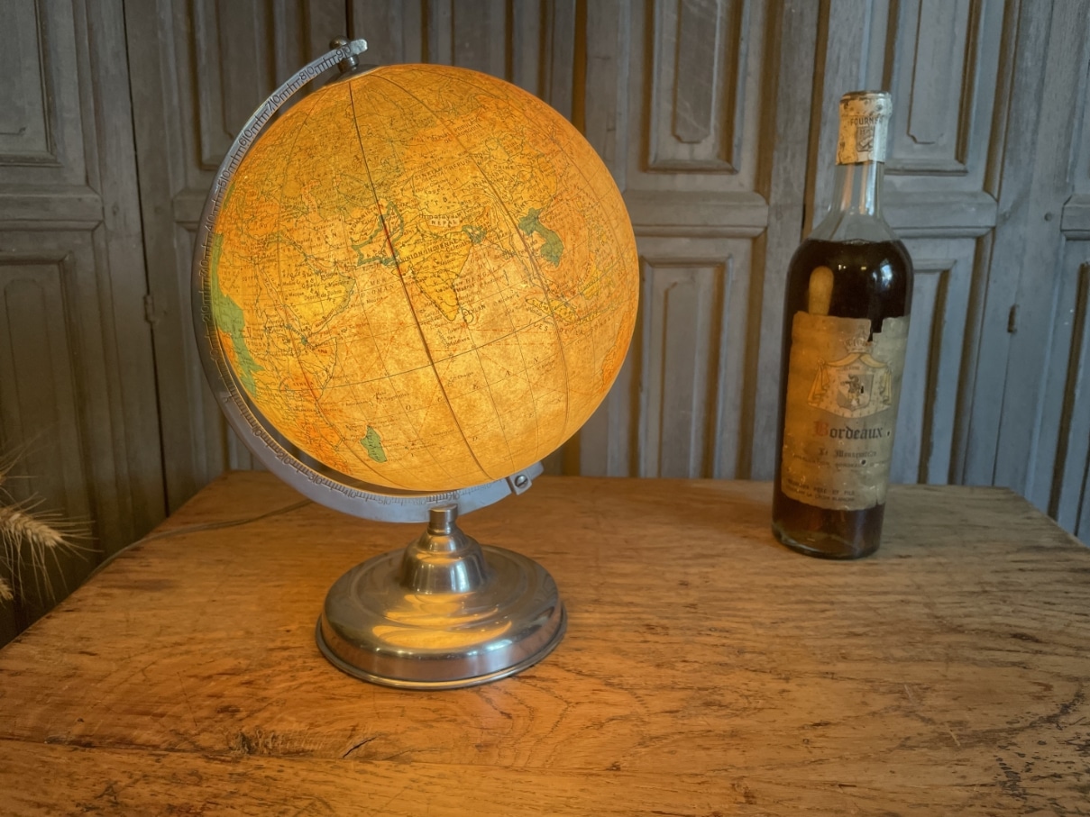 Globe Wereldbol Lamp Tafellamp jaren 50 - Afbeelding 2