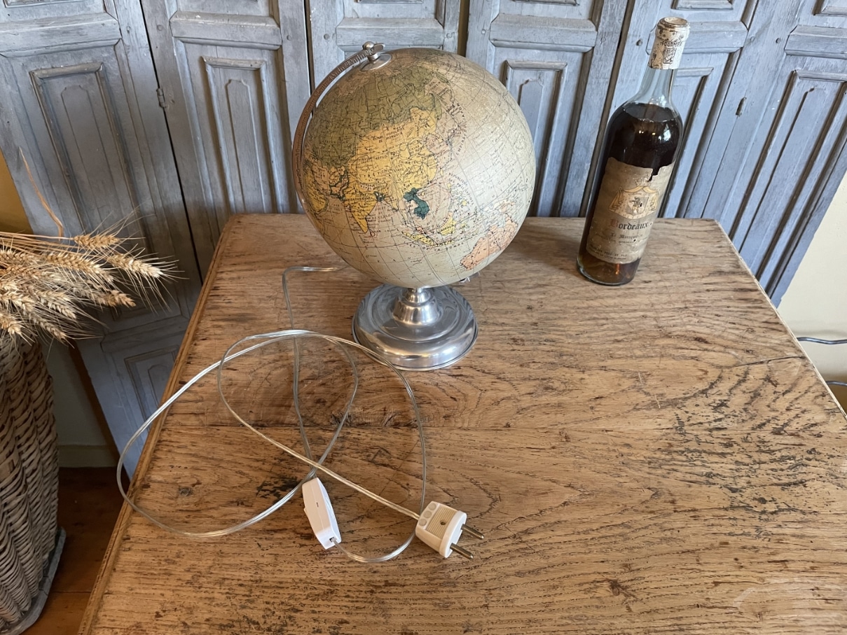 Globe Wereldbol Lamp Tafellamp jaren 50 - Afbeelding 12