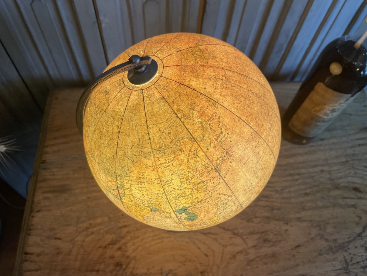 Globe Wereldbol Lamp Tafellamp jaren 50 - Afbeelding 3