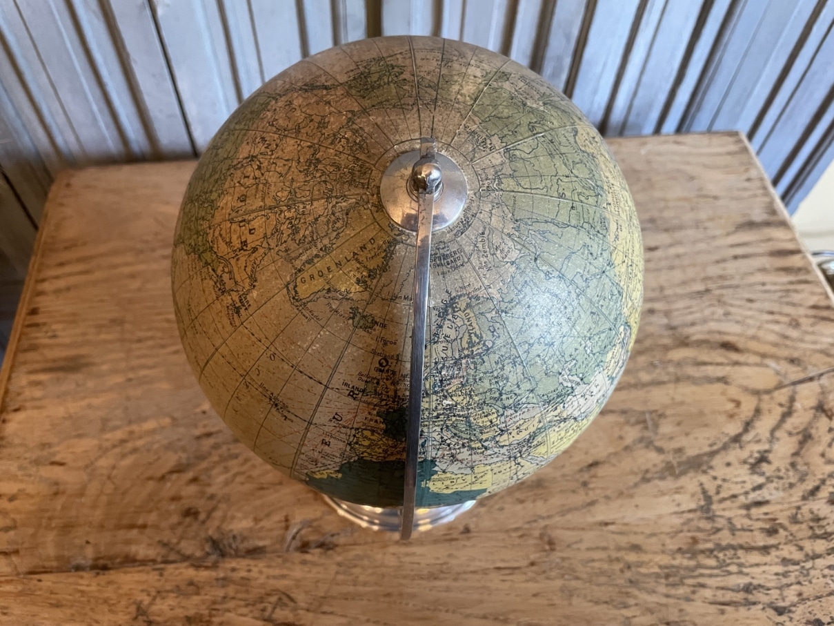 Globe Wereldbol Lamp Tafellamp jaren 50 - Afbeelding 4