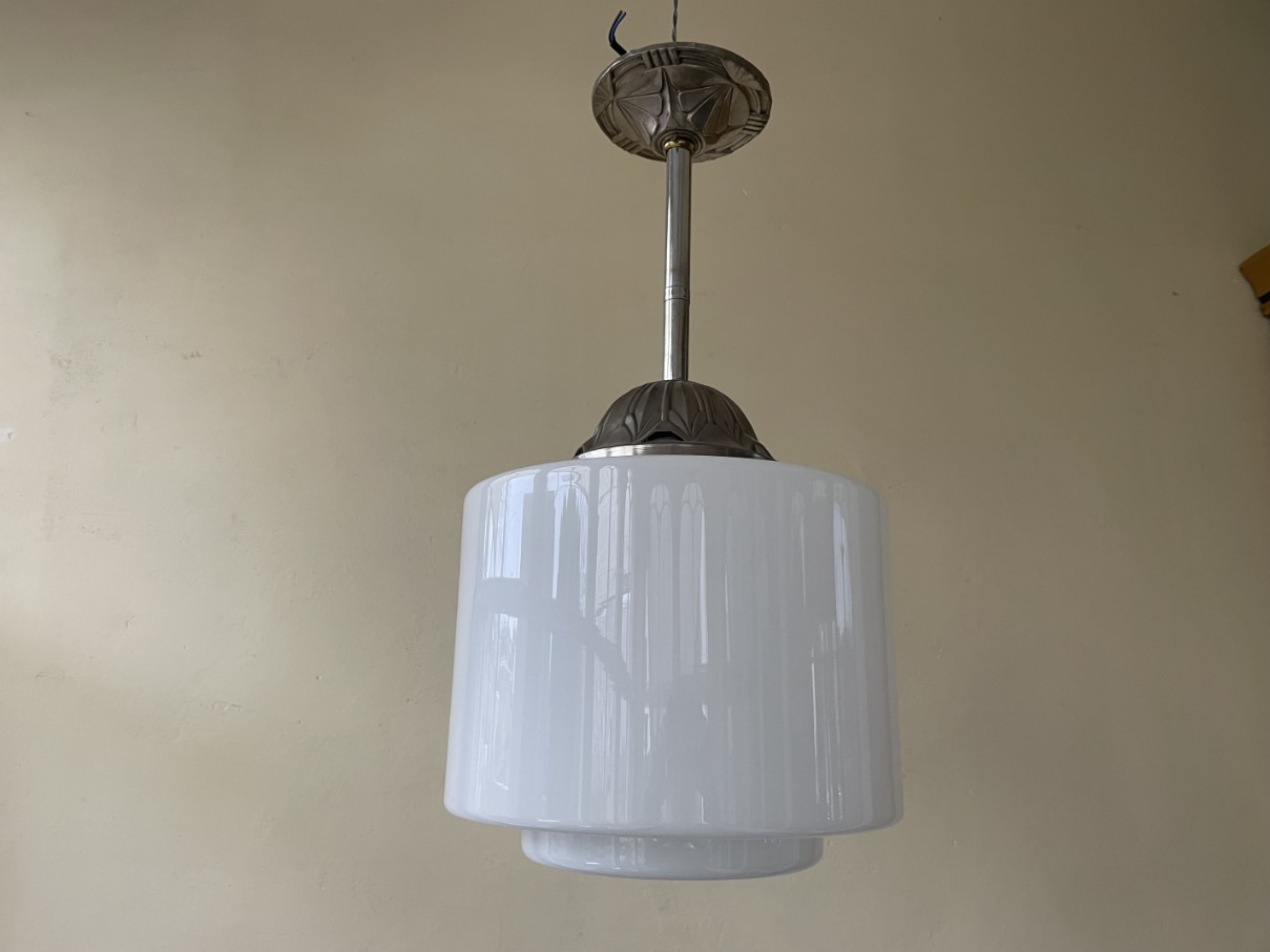Lamp Hanglamp art deco 1930 Opaline - Afbeelding 11